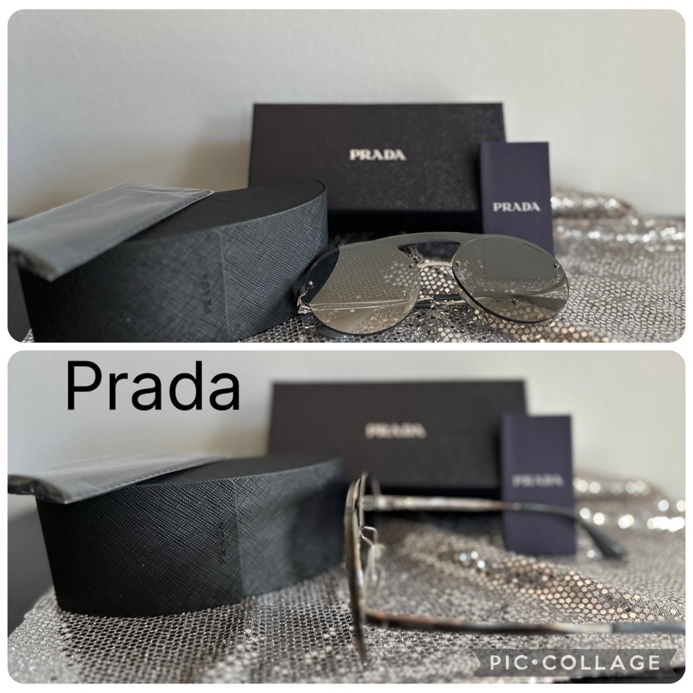 Prada Silver and Gray Sunglasses